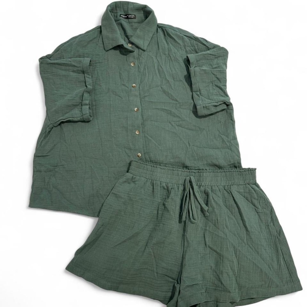 ✨ SHEIN Linen Button Up Shirt & Short Set 🛍️